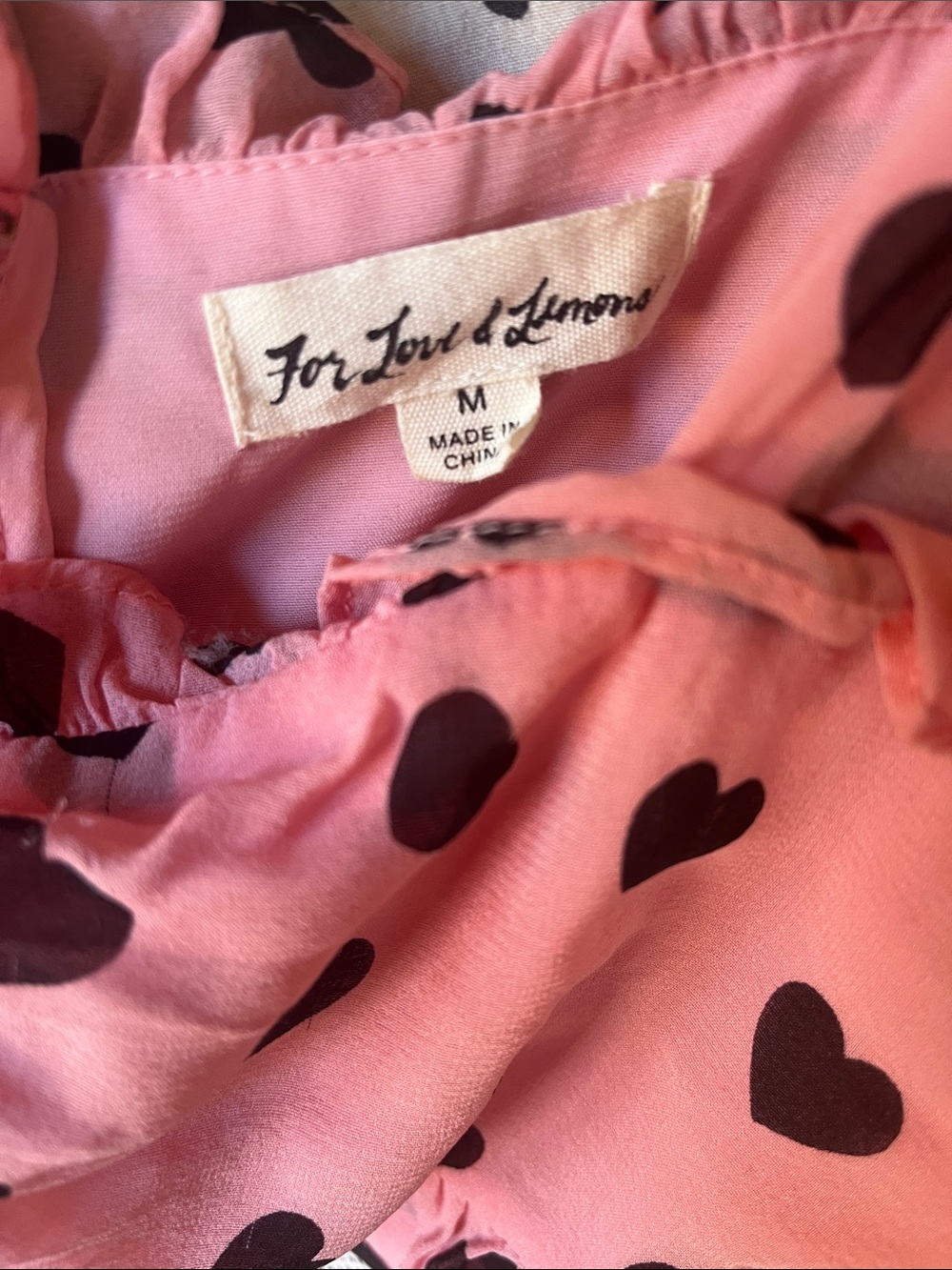 Feminine For Love & Lemons Pink Heart-Print Ruffle Slip with Striped Waist - Picture 8 of 10